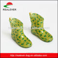 Green frog printing pvc transparent rain boots for kids